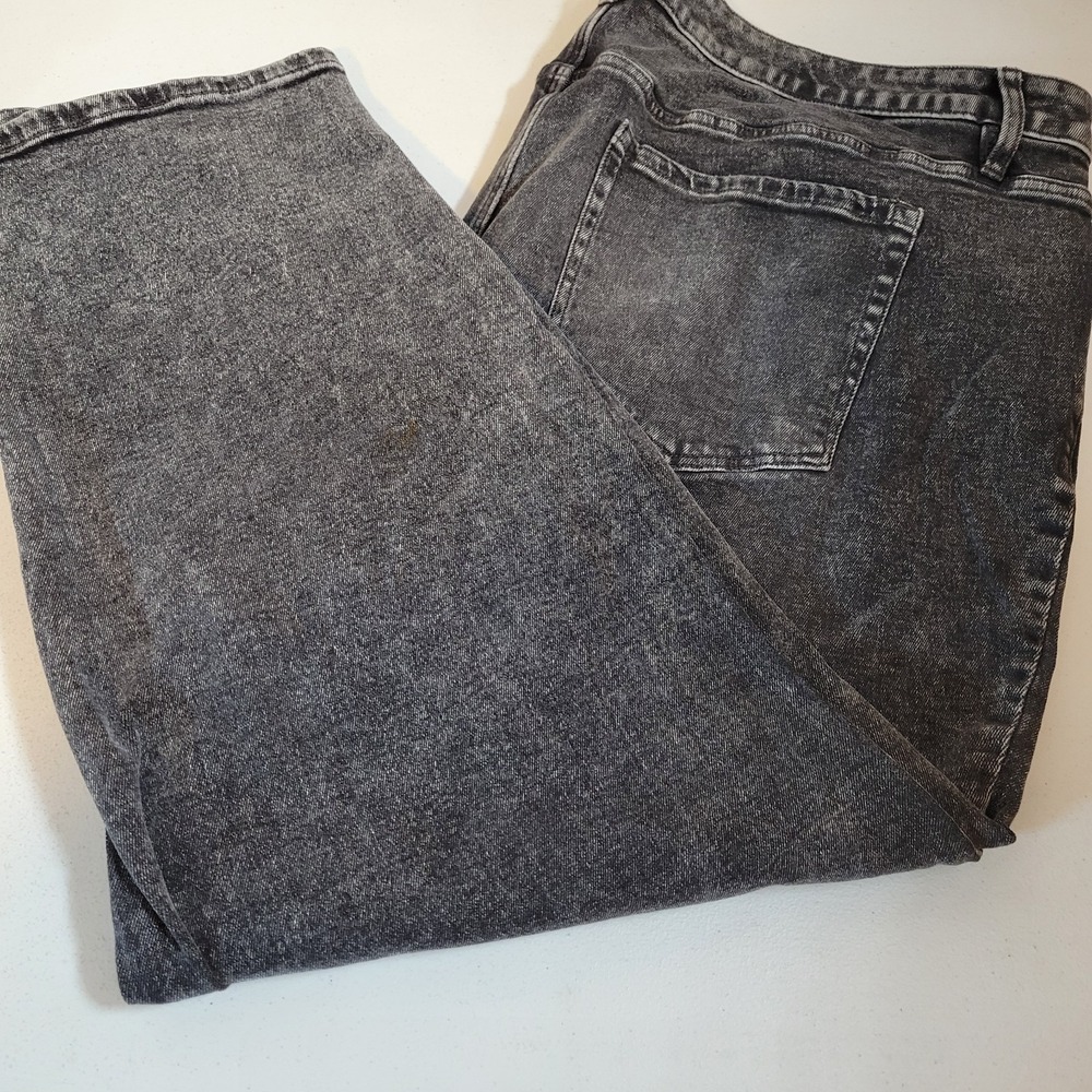Lane Bryant Mid Rise Boyfriend Denim Jeans Size 24 Magic Waistband Black 0882